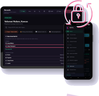 KOVA pada laptop dan ponsel dengan perlindungan privasi