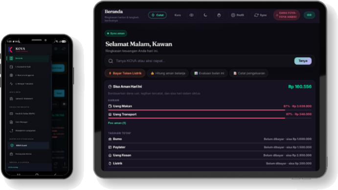 KOVA tampil pada ponsel dan layar aplikasi